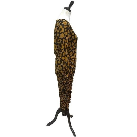 11 Honore Iris Ruch Mesh Long Sleeve Bodycon Dress Animal Print Yellow Black 1X - Picture 4 of 9